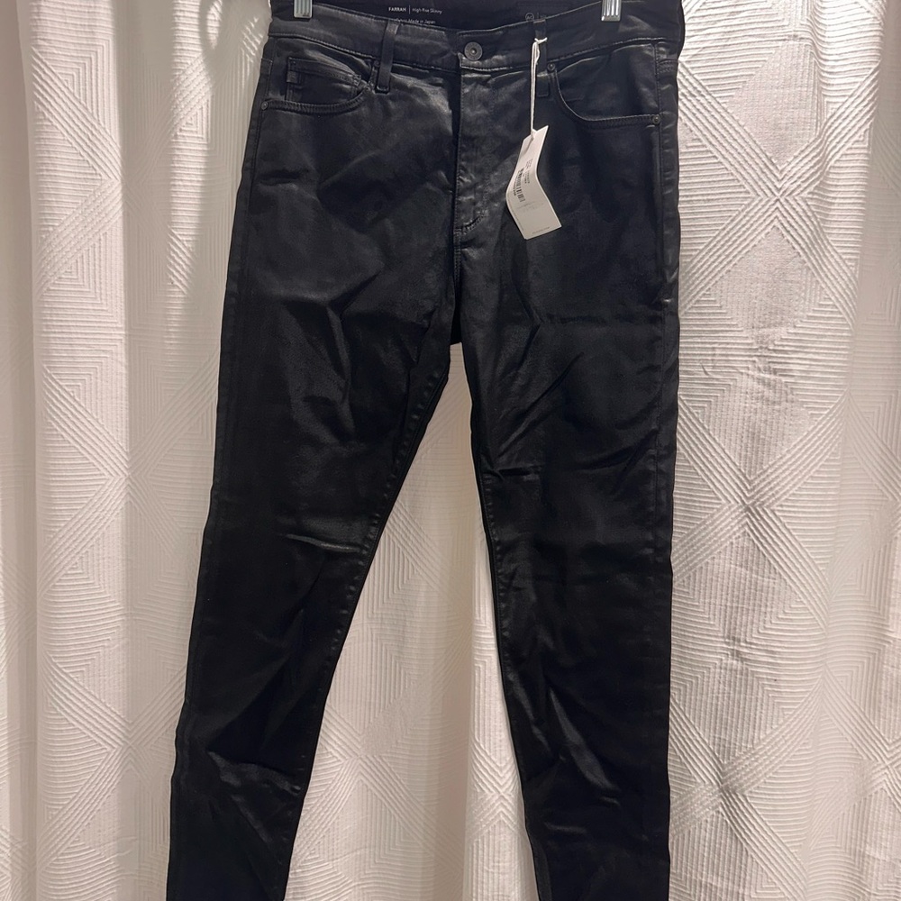 AG leather high rise skinny jeans